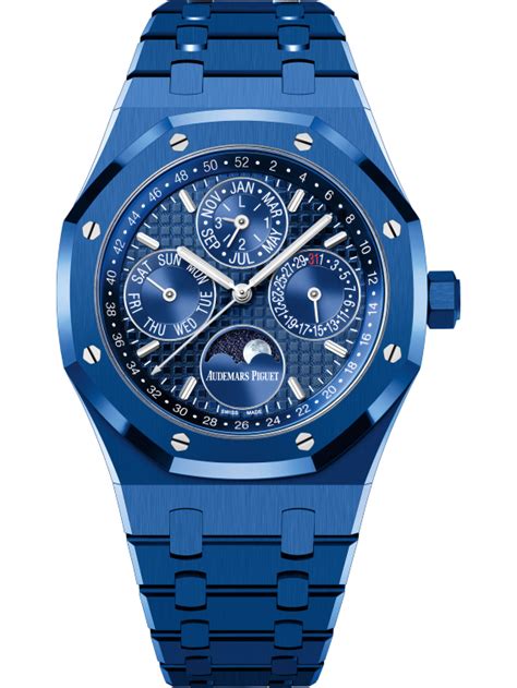 audemars piguet blue royal oak perpetual calendar watch|audemars piguet perpetual calendar value.